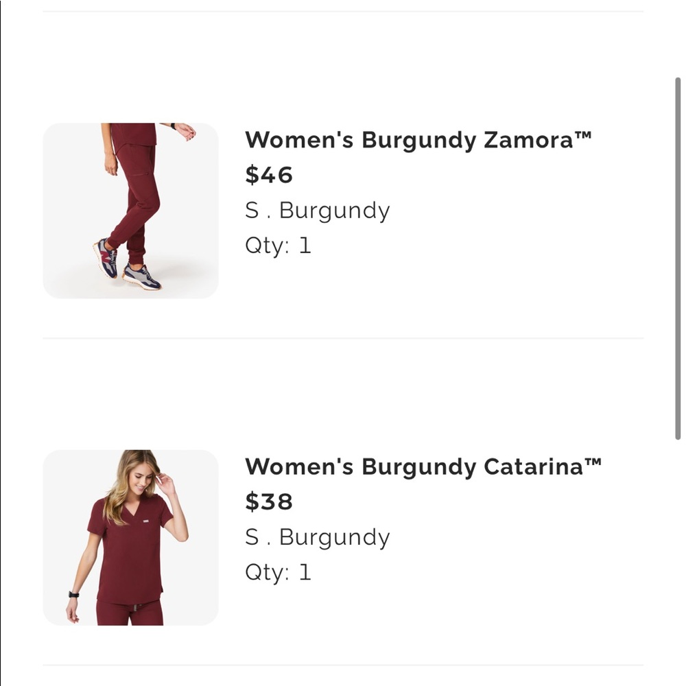 Figs burgundy scrub set
